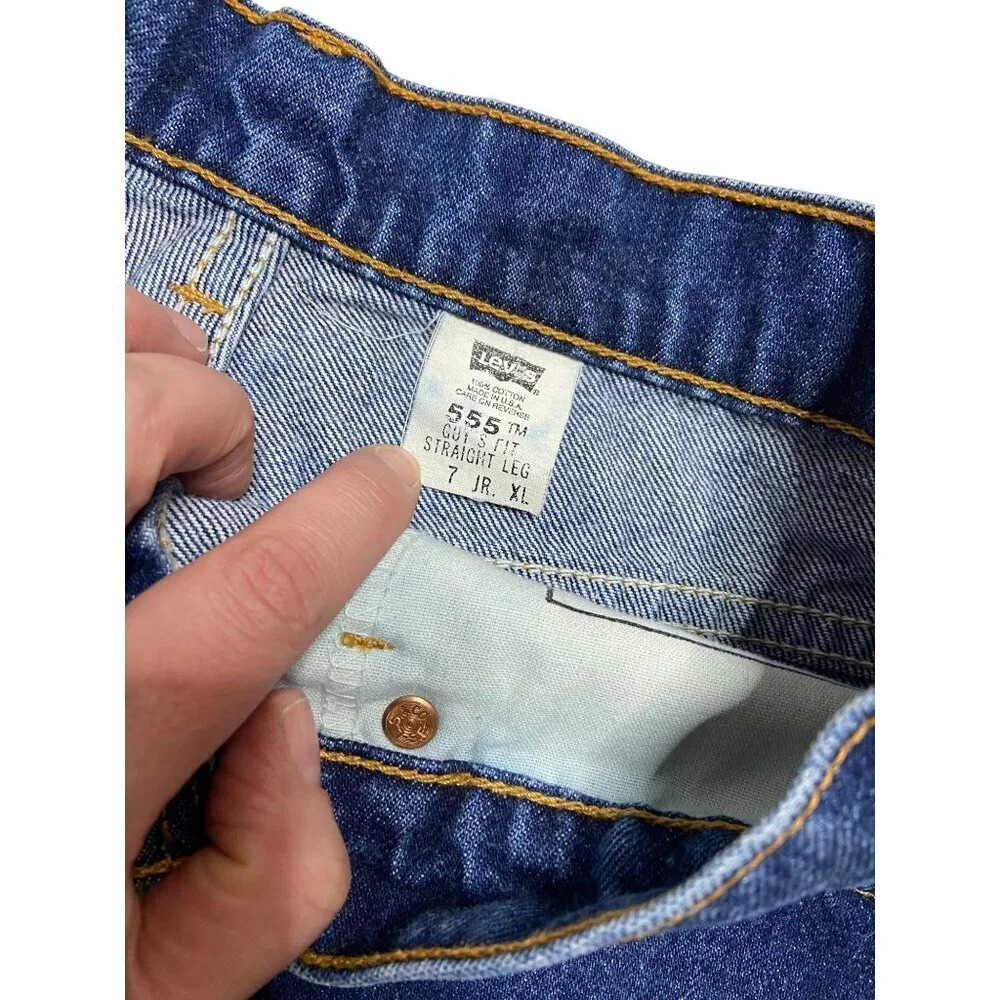 Vintage Levi’s 555 90's Cut Off Denim Jean Shorts-sz 7 (waist 27) - Picture 3 of 8